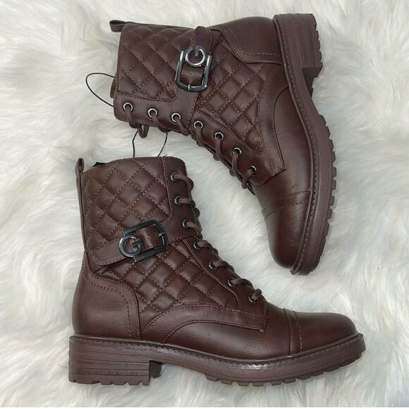 Guess GBC Los Angeles Women’s Ankle Combat Boots Lace Up Brown. Sz 7M. New - Picture 2 of 10